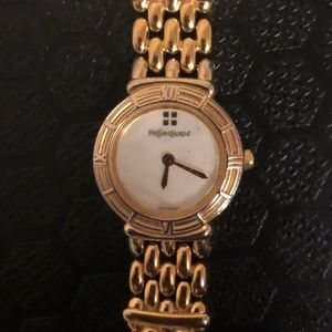 YSL Gold Watch with Mother of Pearl Face